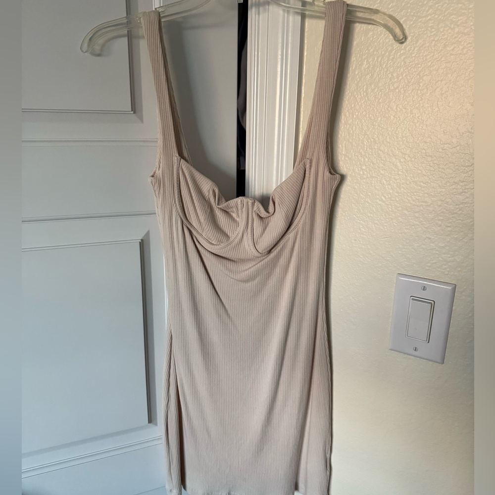 Beige mini dress size 6 princess Polly